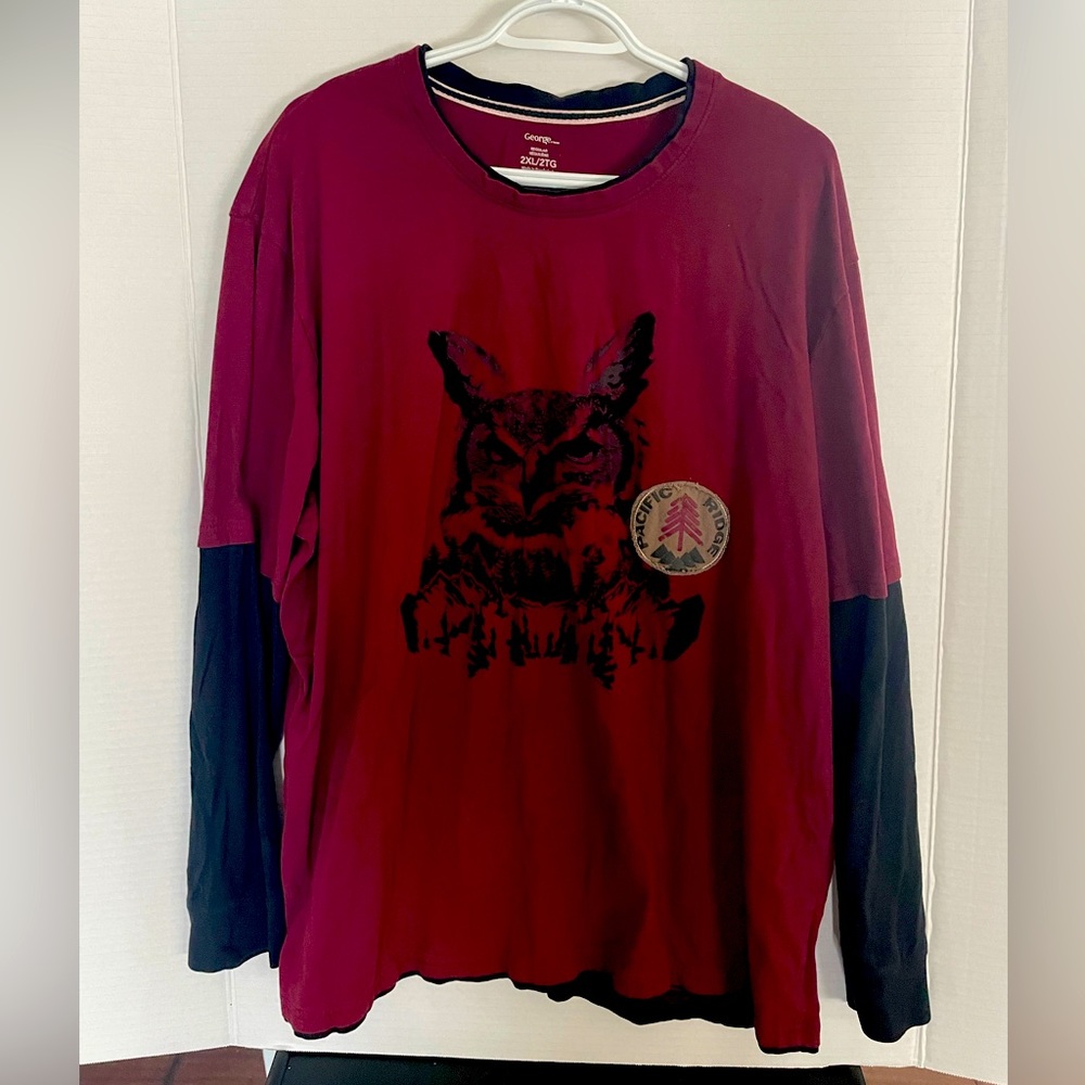 Mens plus size 3x long sleeve Tee shirt OWL